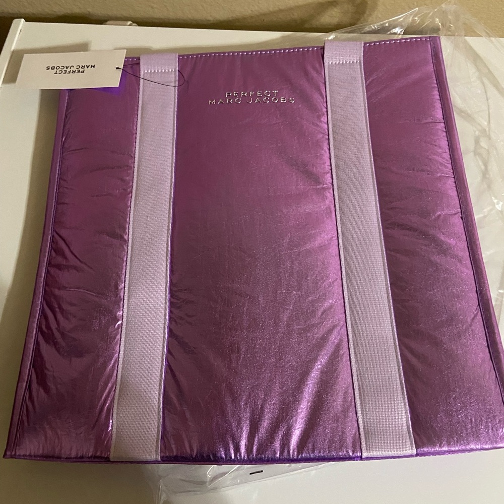 Marc Jacobs Lavender Shiny Tote with Fruit-Print Lining